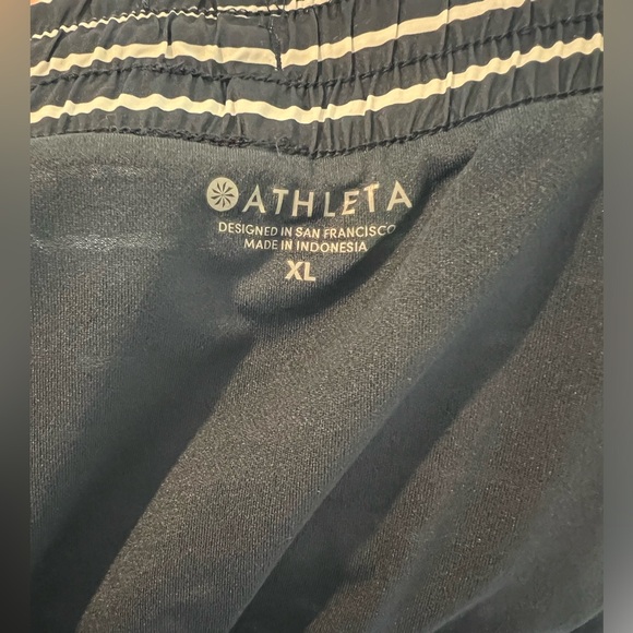 Athleta Racer Navy/White Striped Running Shorts - Picture 5 of 10